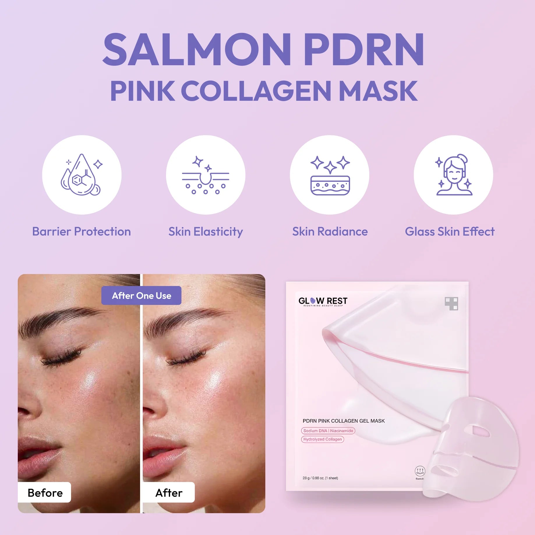 Glow Rest Salmon PDRN Pink Collagen Face Mask